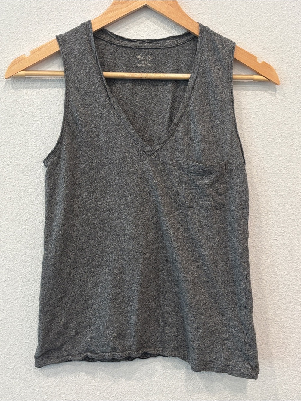 Madewell Grey V-Neck Sleeveless Tank with Pocket Size XS